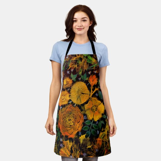 bloemenvonken schort (Gedragen)