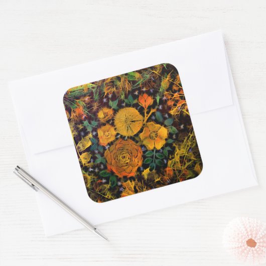 bloemenvonken vierkante sticker (Envelop)