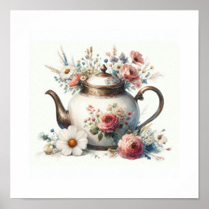 Bloemenvormige Theepot 7 Poster