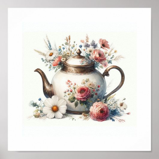 Bloemenvormige Theepot 7 Poster (Voorkant)