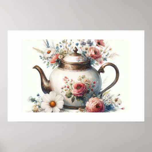 Bloemenvormige Theepot 7 Poster (Voorkant)