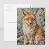 Bloemenvos: een vos tussen de bloemen briefkaart (Voorkant / Achterkant)