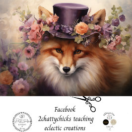  Bloemenvos met Petten bloemen Decoupage Tissuepapier