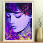 Bloemenvrouw Botanische Vintage Bloemen Pop Art Poster<br><div class="desc">Dit Poster toont een mooi vrouwengezicht met een mooie bloemenachtergrond. De keuze van monochromatisch blauw voor het gezicht was om elegantie en mustery aan het poster te geven. De keuze van FLoral vrouw thema was om trendy en stijlvol te zijn. De keuze van de achtergrond was om elegantie en originaliteit...</div>