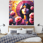 Bloemenvrouw Canvasprint Canvas Afdruk (Insitu (Slaapkamer))