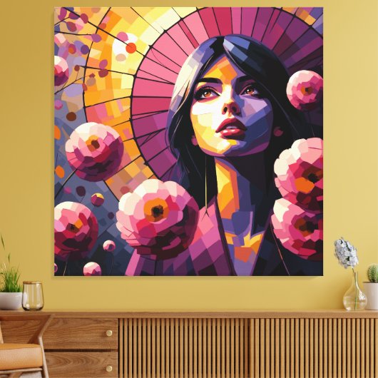 Bloemenvrouw Canvasprint Canvas Afdruk (Insitu (Woonkamer))