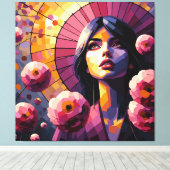 Bloemenvrouw Canvasprint Canvas Afdruk (Insitu (Houten vloer))