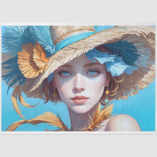  Bloemenvrouw Decoupage Tissuepapier (Voorkant)