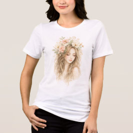 Bloemenvrouw Portret Tri-Blend Shirt