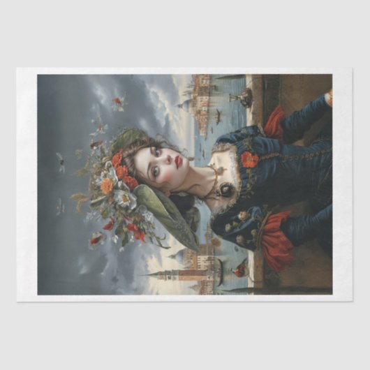 Bloemenvrouw Renaissance in Venetië Tissuepapier (Voorkant)