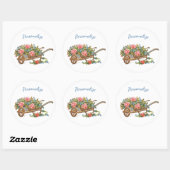  bloemenwagen Rozen & Blauwe bloemen Ronde Sticker (Vel)