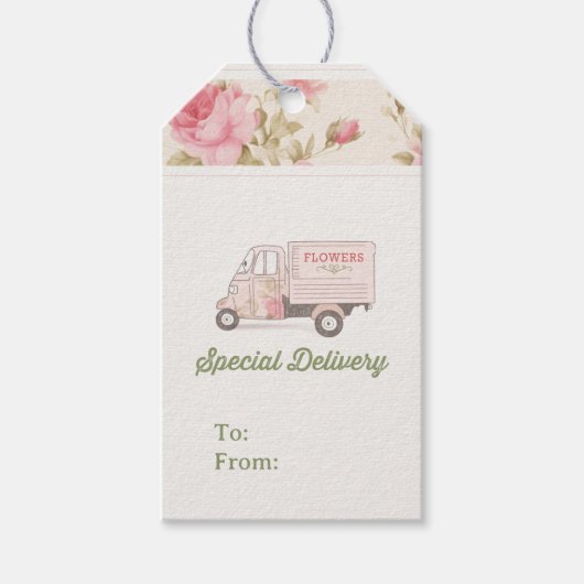 Bloemenwagen Tag Cadeaulabel (Voorkant)