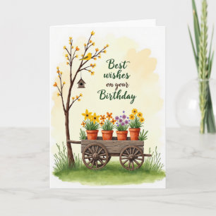 Bloemenwagen Verjaardagskaart Kaart