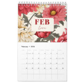 Bloemenwandkalender 2024 met positieve woorden kalender (Feb 2026)