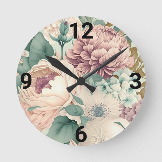  BLOEMENWANDKLOK RONDE KLOK (Voorkant)