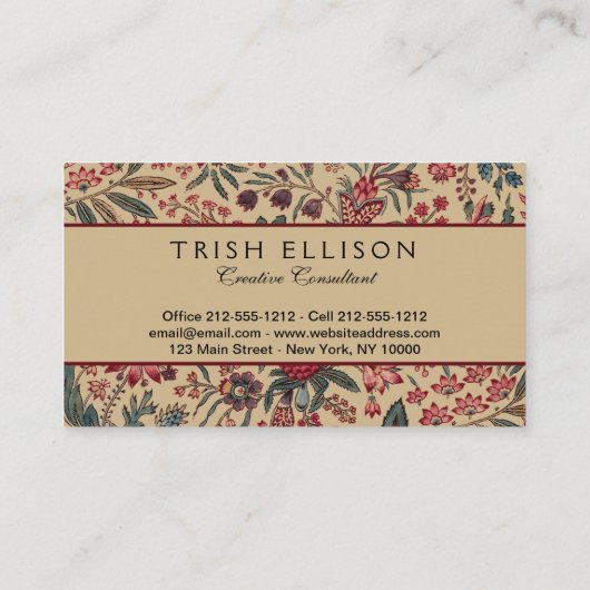 Bloemenwandtapijt Naaldwerk Flower Art Visitekaartje (Achterkant)