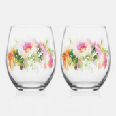 Bloemenwater verf Print Stemless wijn Wijnglas Zonder Voet (Achterkant)