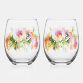 Bloemenwater verf Print Stemless wijn Wijnglas Zonder Voet (Voorkant)