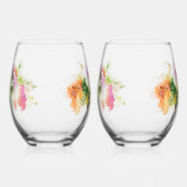 Bloemenwater verf Print Stemless wijn Wijnglas Zonder Voet (Rechts)