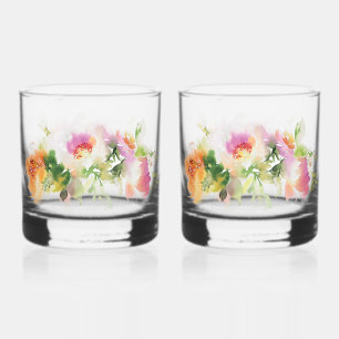 Bloemenwater verfprint whisky glas