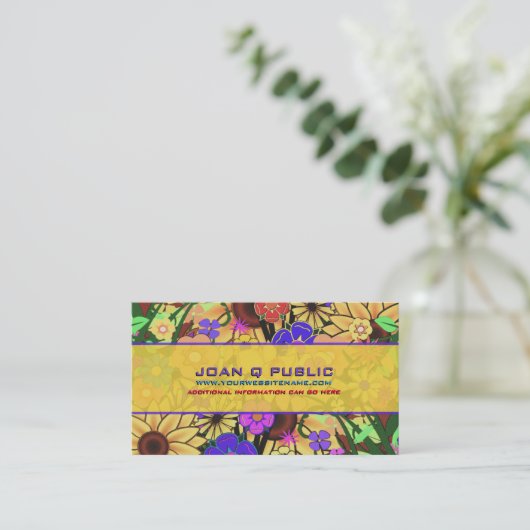 bloemenweefpatroon visitekaartje (Staand voorkant)