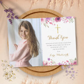 Bloemenweide Bloem Eerste Heilige Communie Foto Bedankkaart