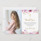 Bloemenweide Bloem Eerste Heilige Communie Foto Bedankkaart (Voorkant)