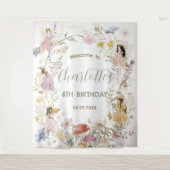 Bloemenweide Bloemen Verjaardag Welkom Feeën Wandkleed (Voorkant)