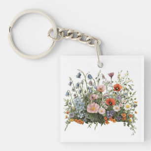 Bloemenweide botanische tuinen bloemen sleutelhanger