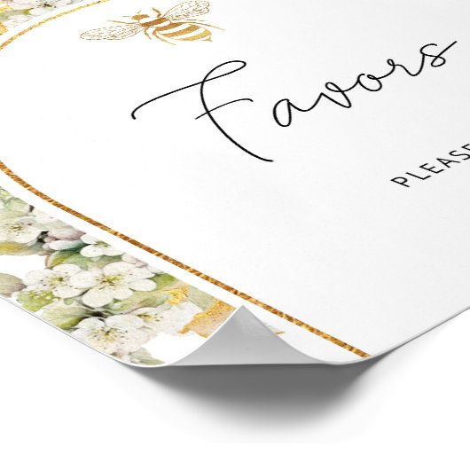 Bloemenweide gouden bij gunsten poster (Hoek)