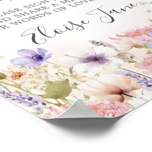 Bloemenweide Herdenkings Funeral Memory Tafel Poster (Hoek)