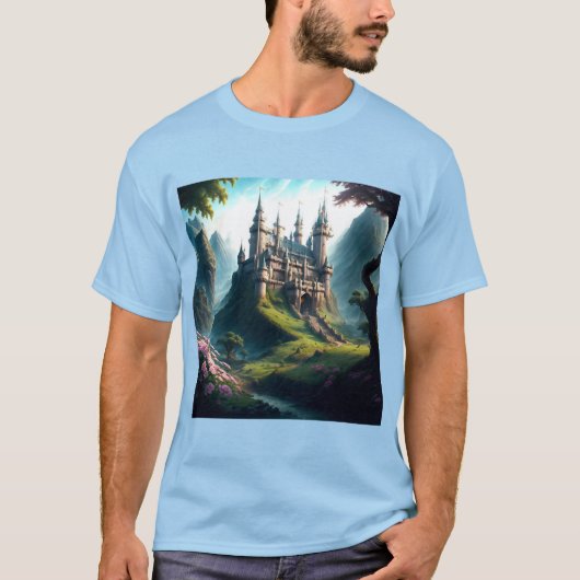 Bloemenweide kasteel T-shirt (Voorkant)