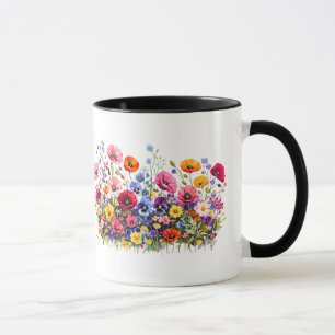 Bloemenweide met natuurlijke aquarel bloesems mok