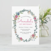 Bloemenweide verjaardagsuitnodiging kaart (Staand voorkant)