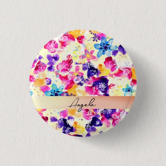 Bloemenweide Vervallen Bloemen Ronde Button 3,2 Cm (Voorkant)
