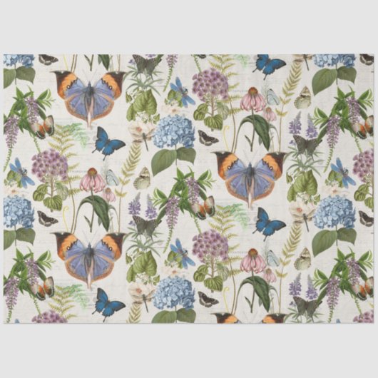Bloemenweide Vlinder Ephemera Decoupage Tissuepapier (Voorkant)