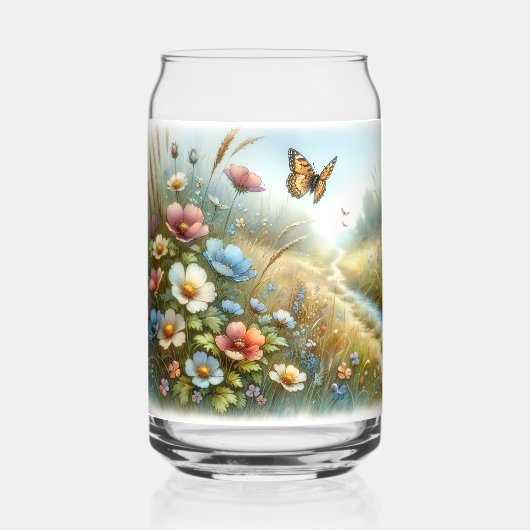 Bloemenweide Vlindertuin Blikvorm Glas (Achterkant)