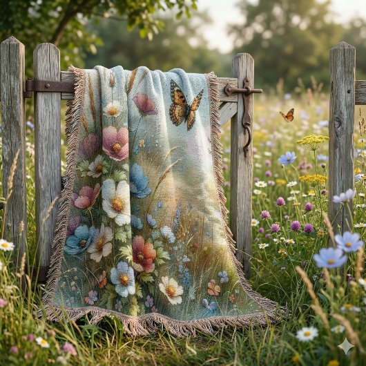 Bloemenweide Vlindertuin Deken