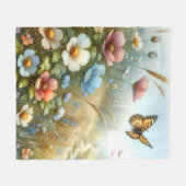 Bloemenweide Vlindertuin Fleece Deken (Voorkant (Horizontaal))