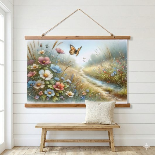 Bloemenweide Vlindertuin Hangend Wandkleed
