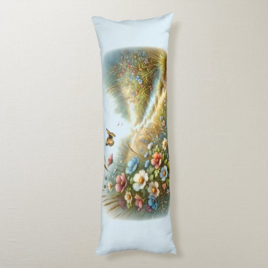 Bloemenweide Vlindertuin Lichaamskussen (Achterkant (Verticaal))
