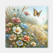Bloemenweide Vlindertuin Magneet (Voorkant)