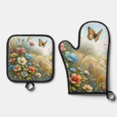 Bloemenweide Vlindertuin Ovenwant & Pannenlap Set (Voorkant)