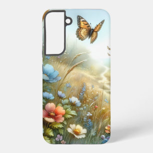 Bloemenweide Vlindertuin Samsung Galaxy Hoesje