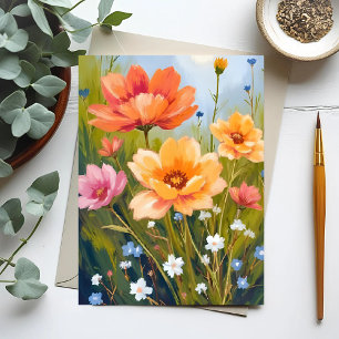 Bloemenweide Waterverf Bloemen Botanisch Briefkaart