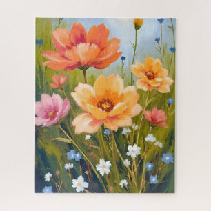 Bloemenweide   Waterverf Bloemen Botanisch Legpuzzel