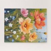 Bloemenweide | Waterverf Bloemen Botanisch Legpuzzel (Horizontaal)