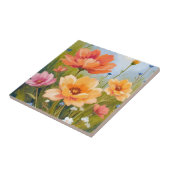 Bloemenweide | Waterverf Bloemen Botanisch Tegeltje (Zijkant)