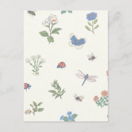 Bloemenweidepatroon Botanische tuin Bloemmotief Briefkaart