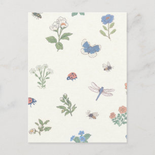 Bloemenweidepatroon Botanische tuin Bloemmotief Briefkaart